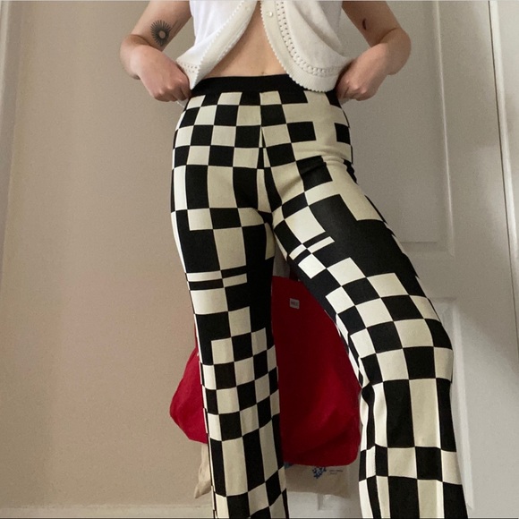 Paloma Wool Pants - Paloma Wool Puerto Checkered Pants - black and white colour way